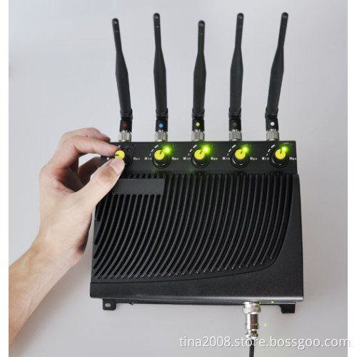 Adjustable output power signal Jammer with five bands